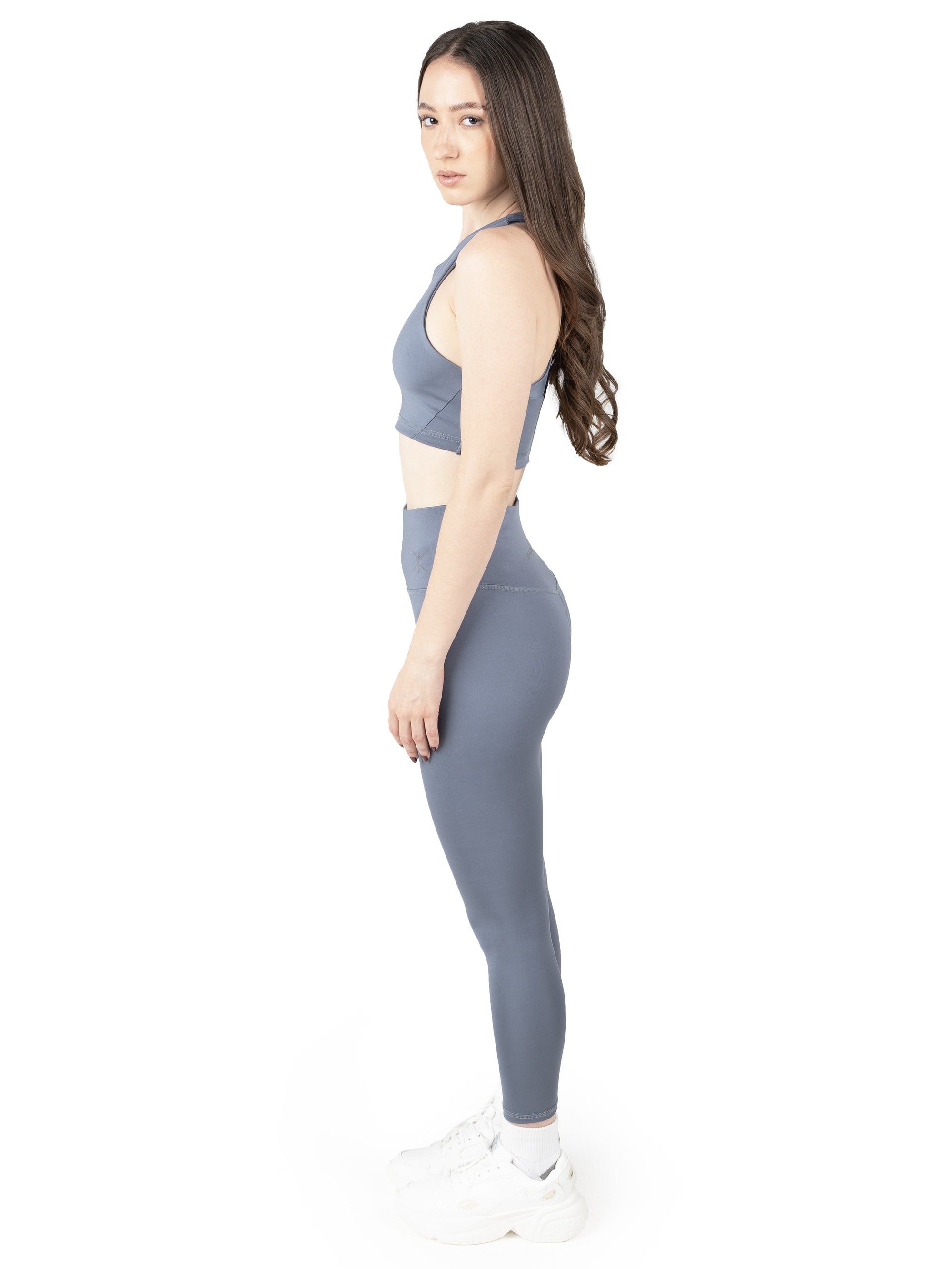 Light Grey Cross Back Sports Bra & High Waist Leggings Co Ord Set