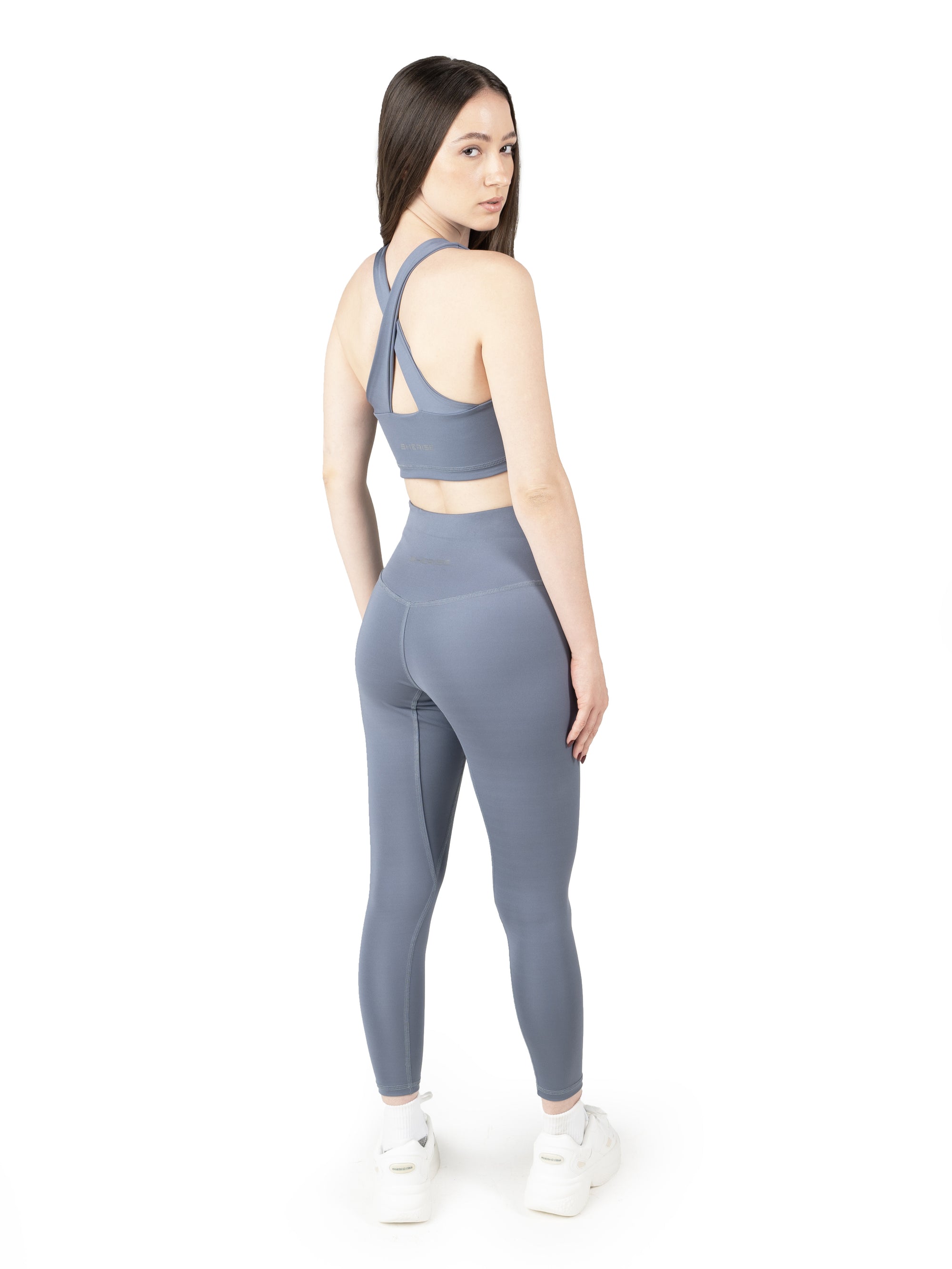 Light Grey Cross Back Sports Bra & High Waist Leggings Co Ord Set