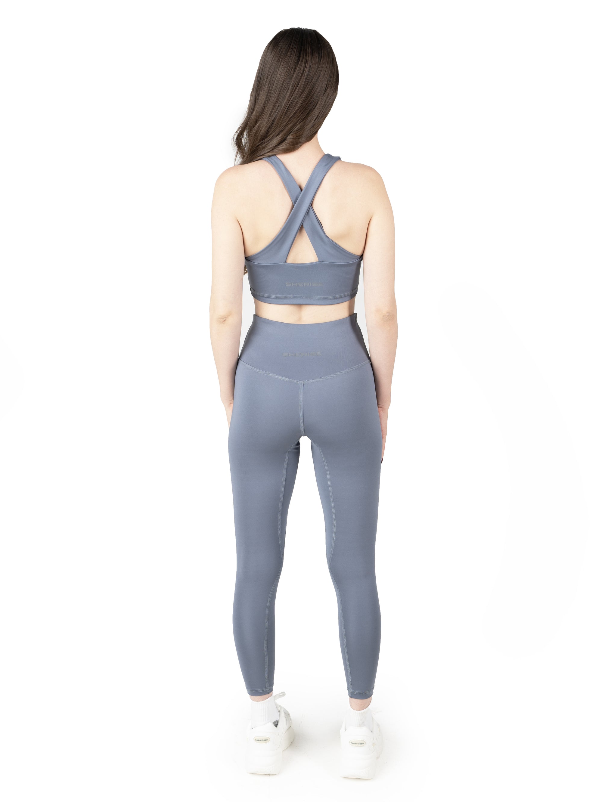 Light Grey Cross Back Sports Bra & High Waist Leggings Co Ord Set