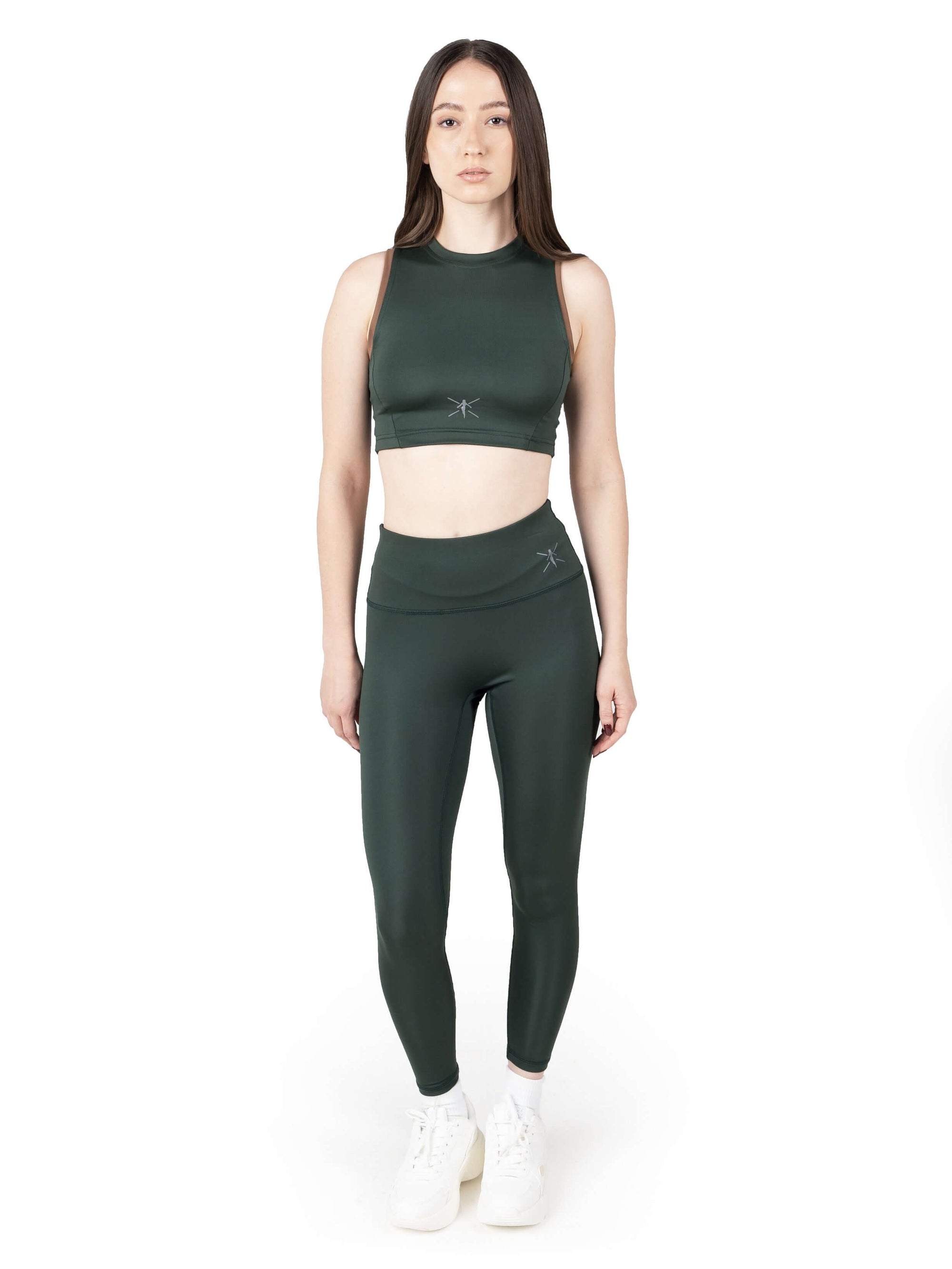 Dark Saga Green Full Coverage Active Bra & High Waist Leggings Co Ord Set