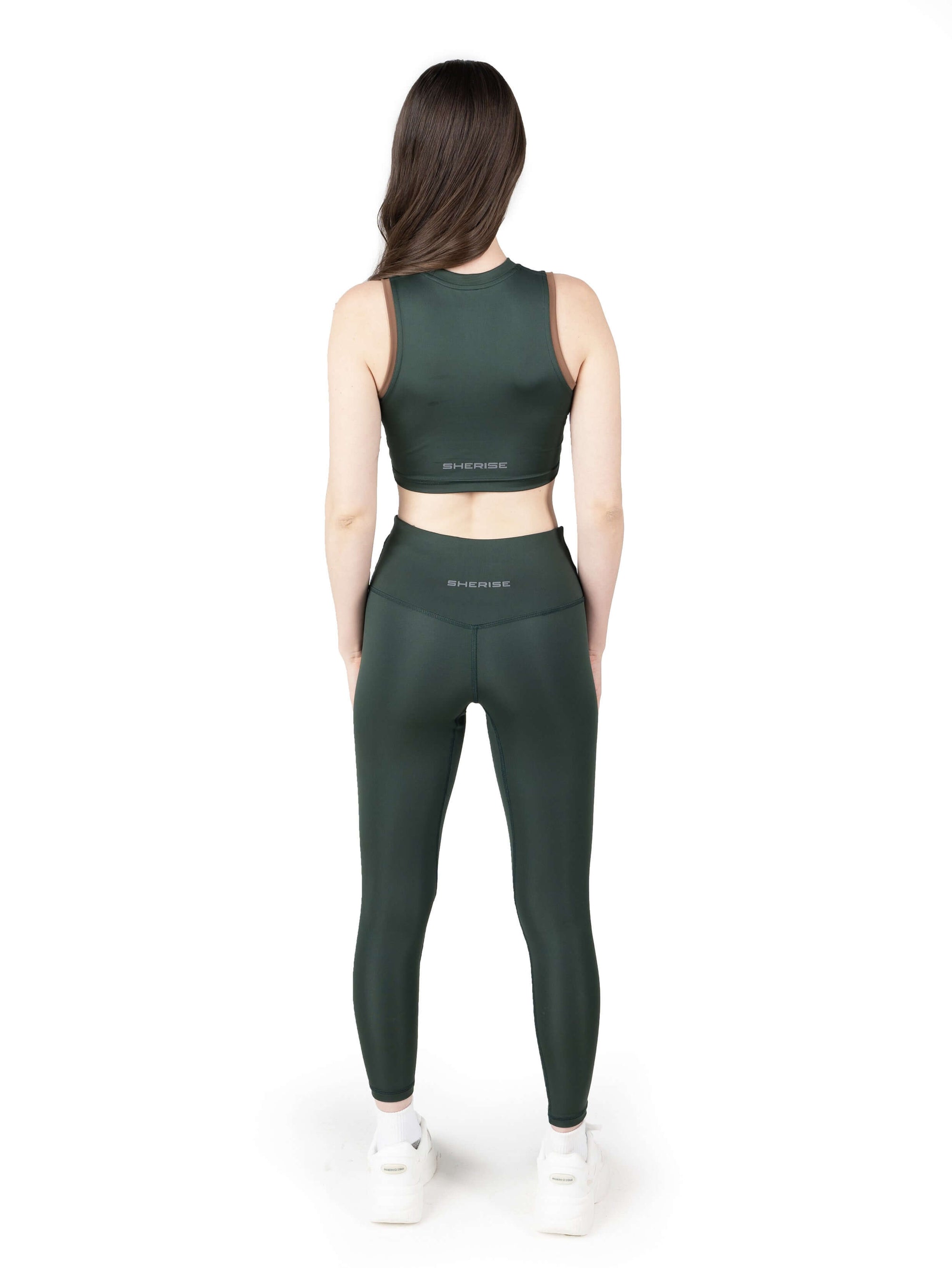 Dark Saga Green Full Coverage Active Bra & High Waist Leggings Co Ord Set