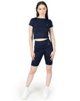 Navy Blue Cropped Active Tee & Biker Shorts Co Ord Set