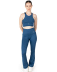 Blue High Waist Flared Pant