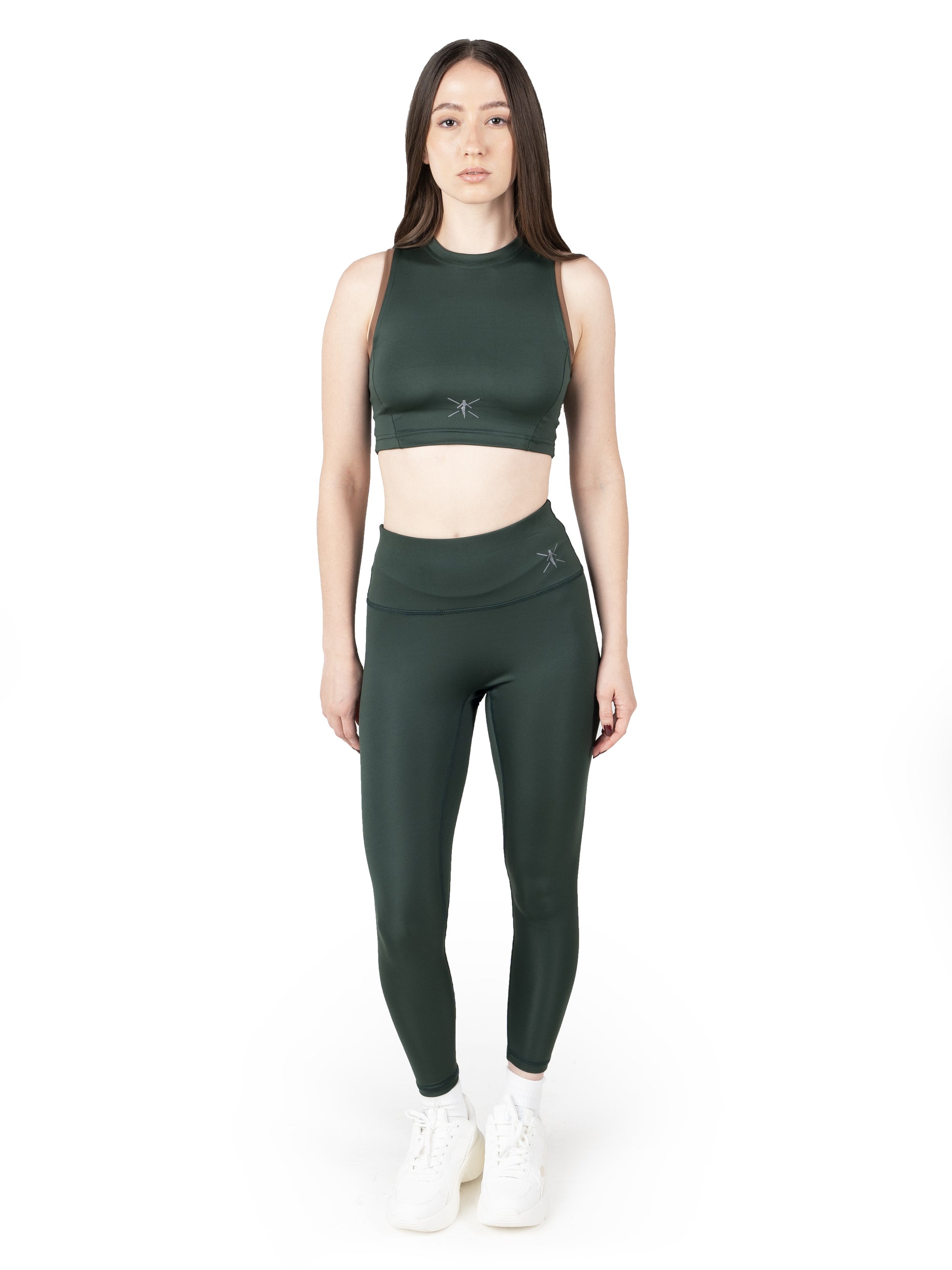 Dark Saga Green Full Coverage Active Bra &amp; High Waist Leggings Co Ord Set