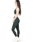 Dark Saga Green Full Coverage Active Bra & High Waist Leggings Co Ord Set