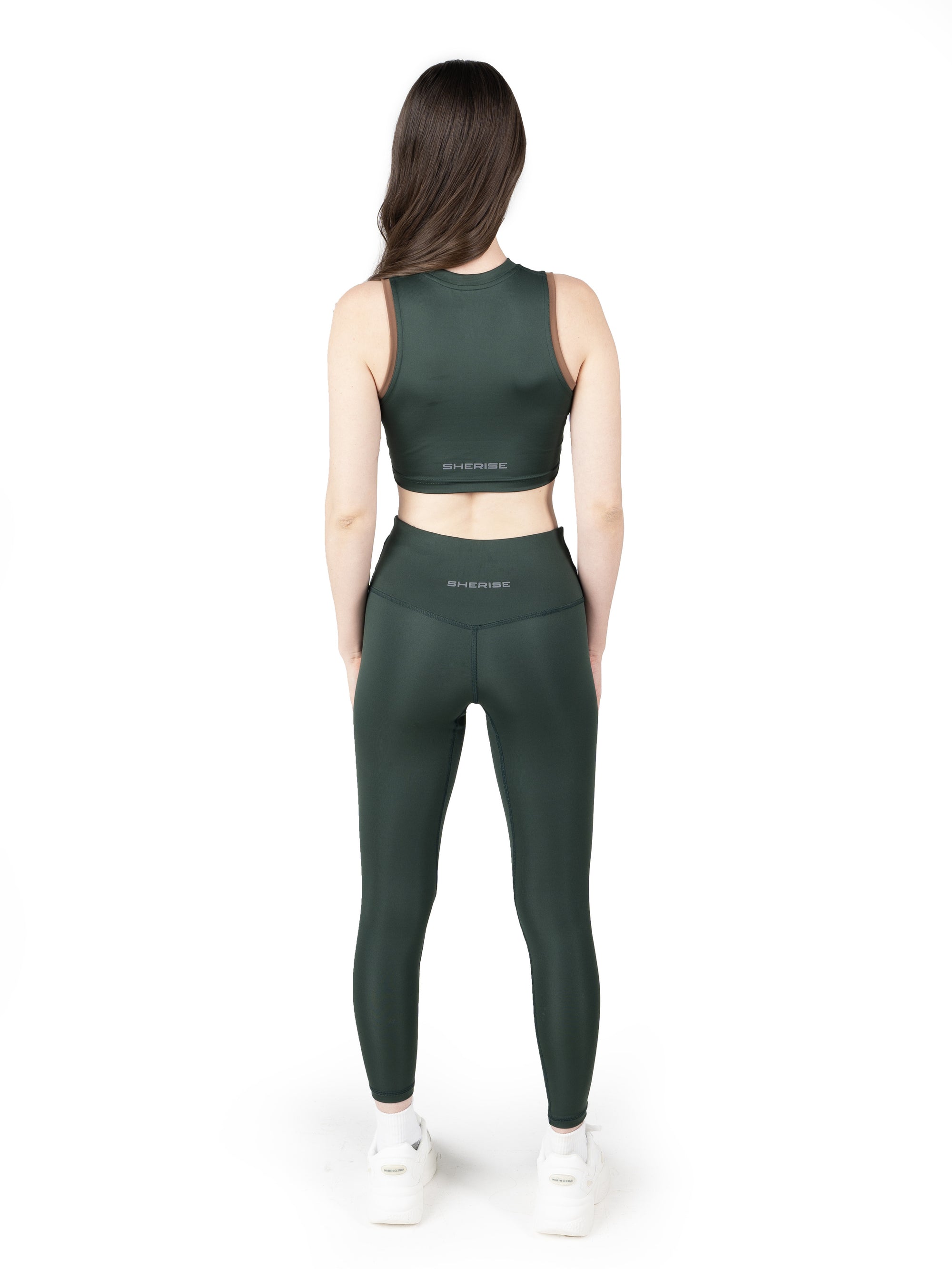 Dark Saga Green Full Coverage Active Bra &amp; High Waist Leggings Co Ord Set