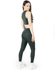 Dark Saga Green Full Coverage Active Bra & High Waist Leggings Co Ord Set