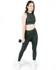 Dark Saga Green Full Coverage Active Bra & High Waist Leggings Co Ord Set