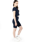 Navy Blue Cropped Active Tee & Biker Shorts Co Ord Set