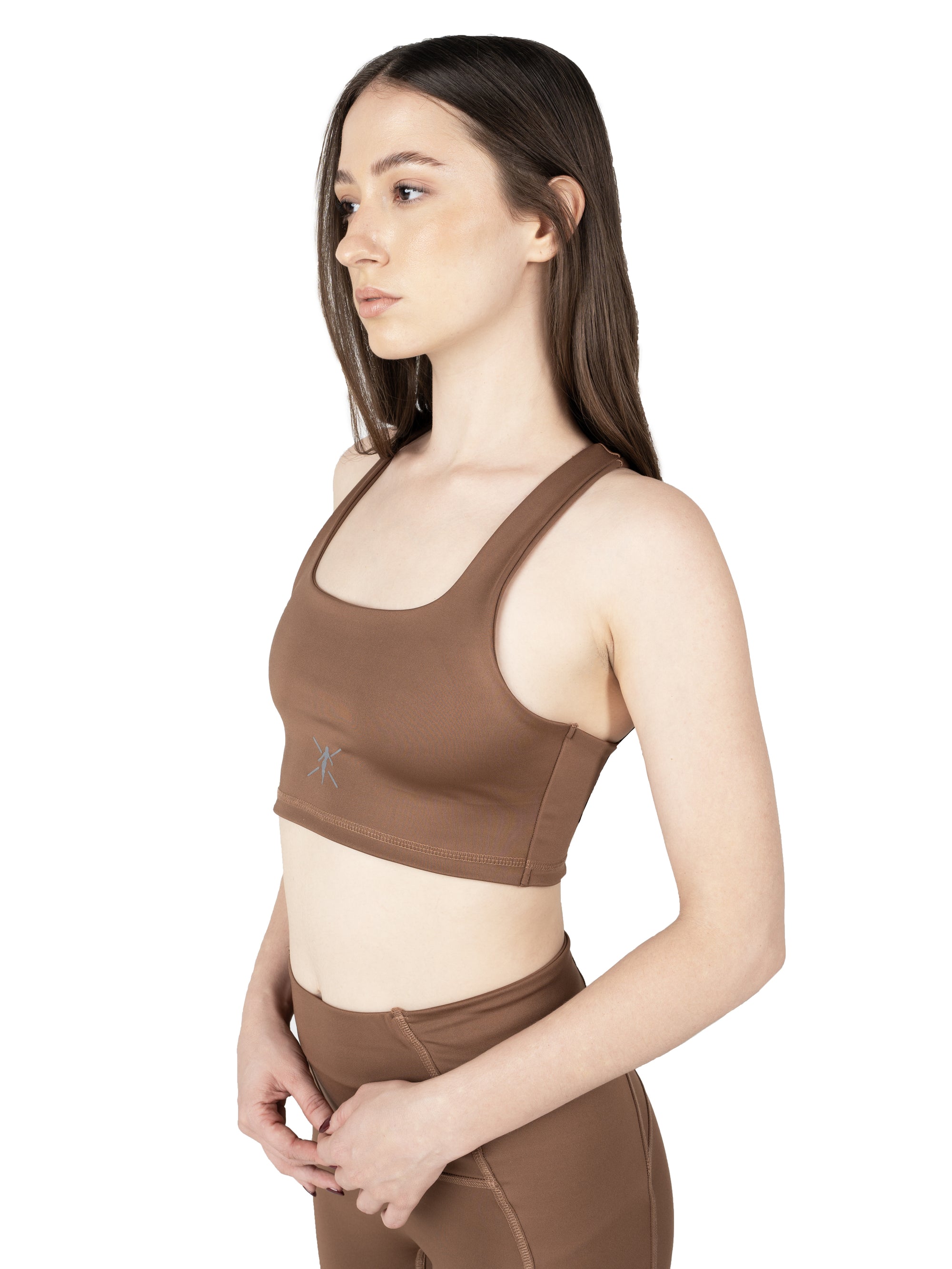 Cocoa Brown Cross Back Sports Bra