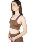 Cocoa Brown Cross Back Sports Bra