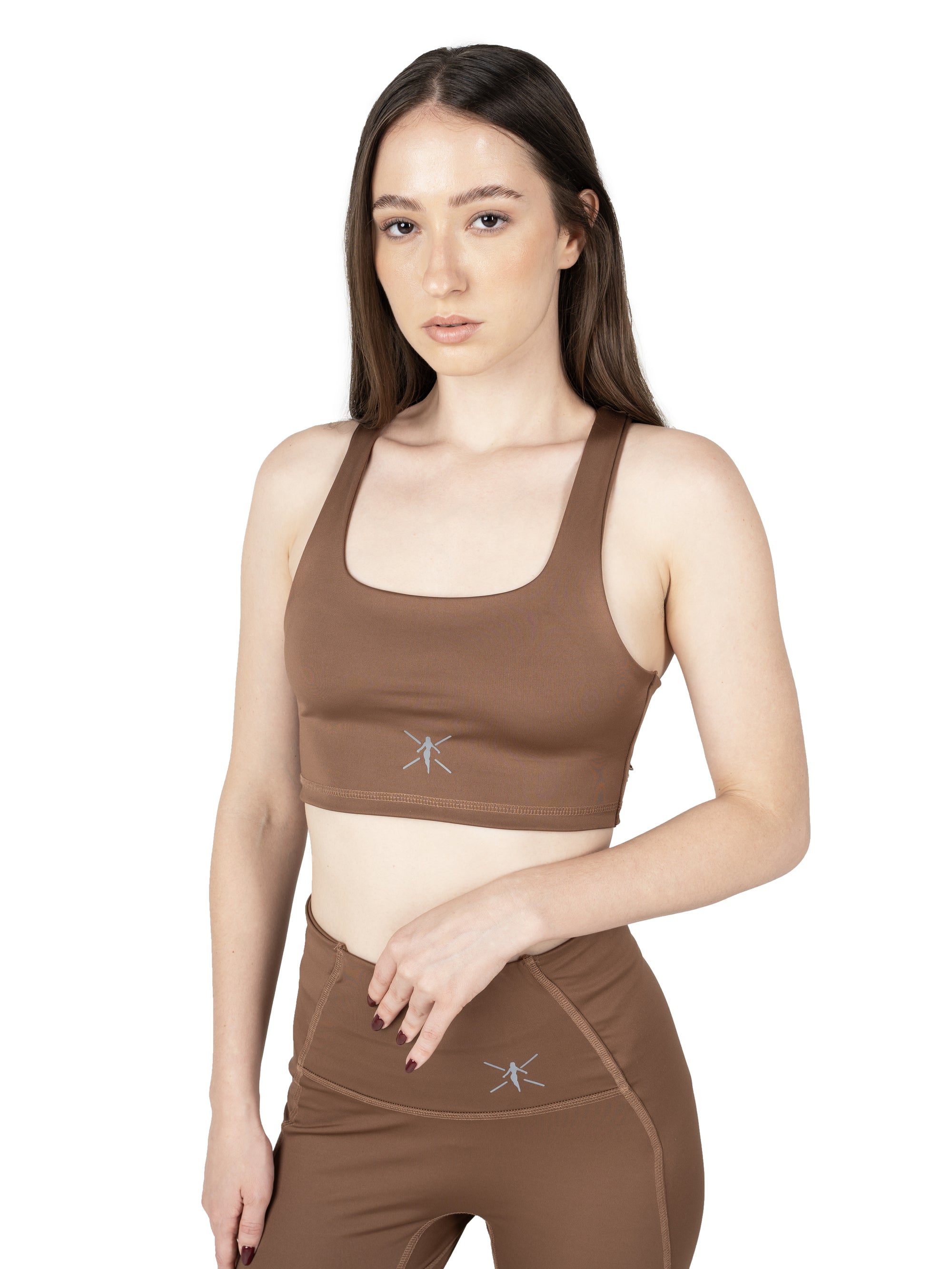 Cocoa Brown Cross Back Sports Bra