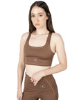 Cocoa Brown Cross Back Sports Bra