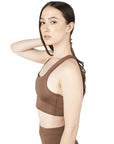 Cocoa Brown Cross Back Sports Bra