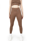 Cocoa Brown High Waist Leggings with Pocket