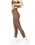 Cocoa Brown High Waist Leggings with Pocket