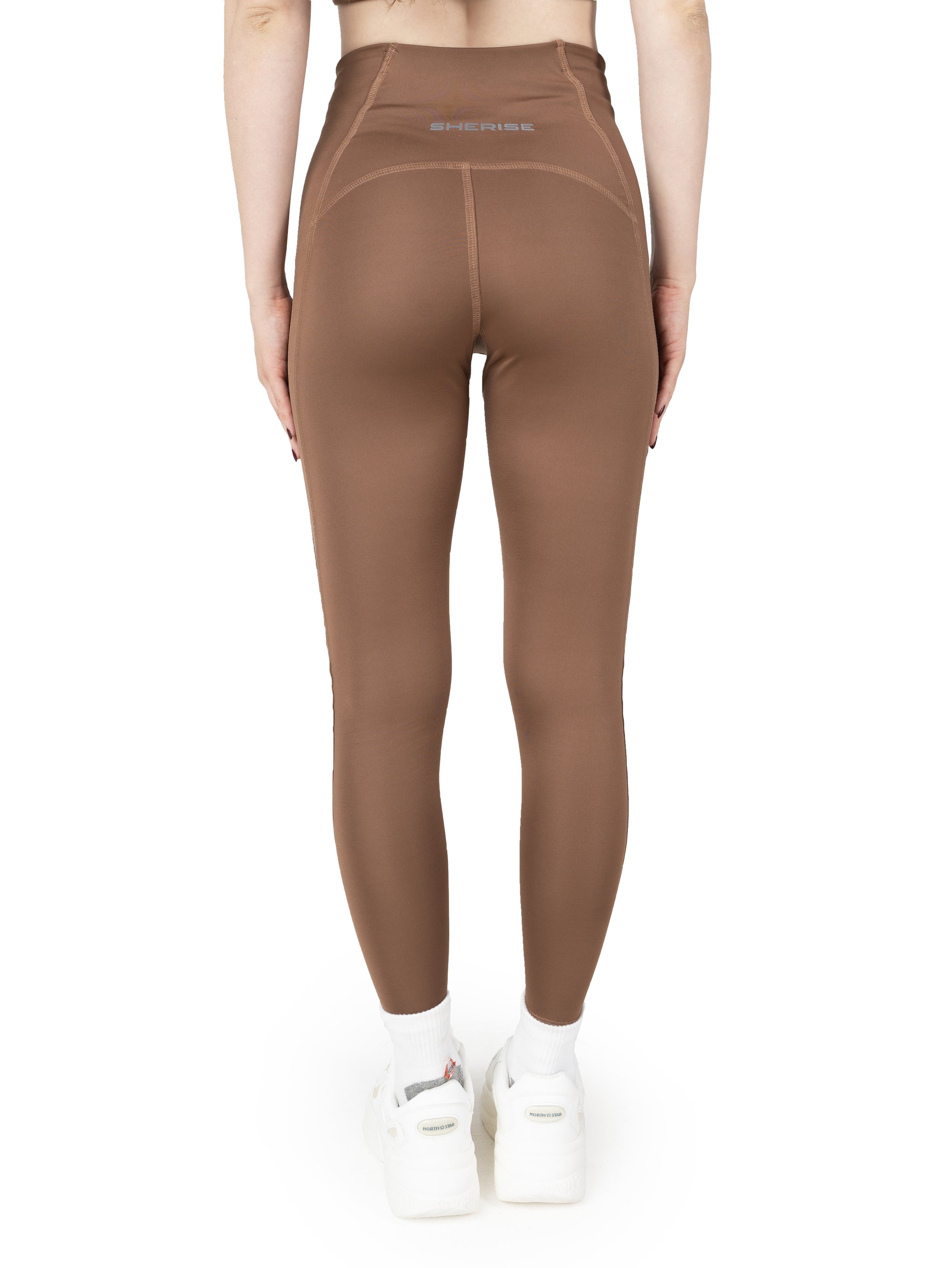 Cocoa Brown High Waist Leggings with Pocket