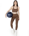 Cocoa Brown High Waist Leggings with Pocket