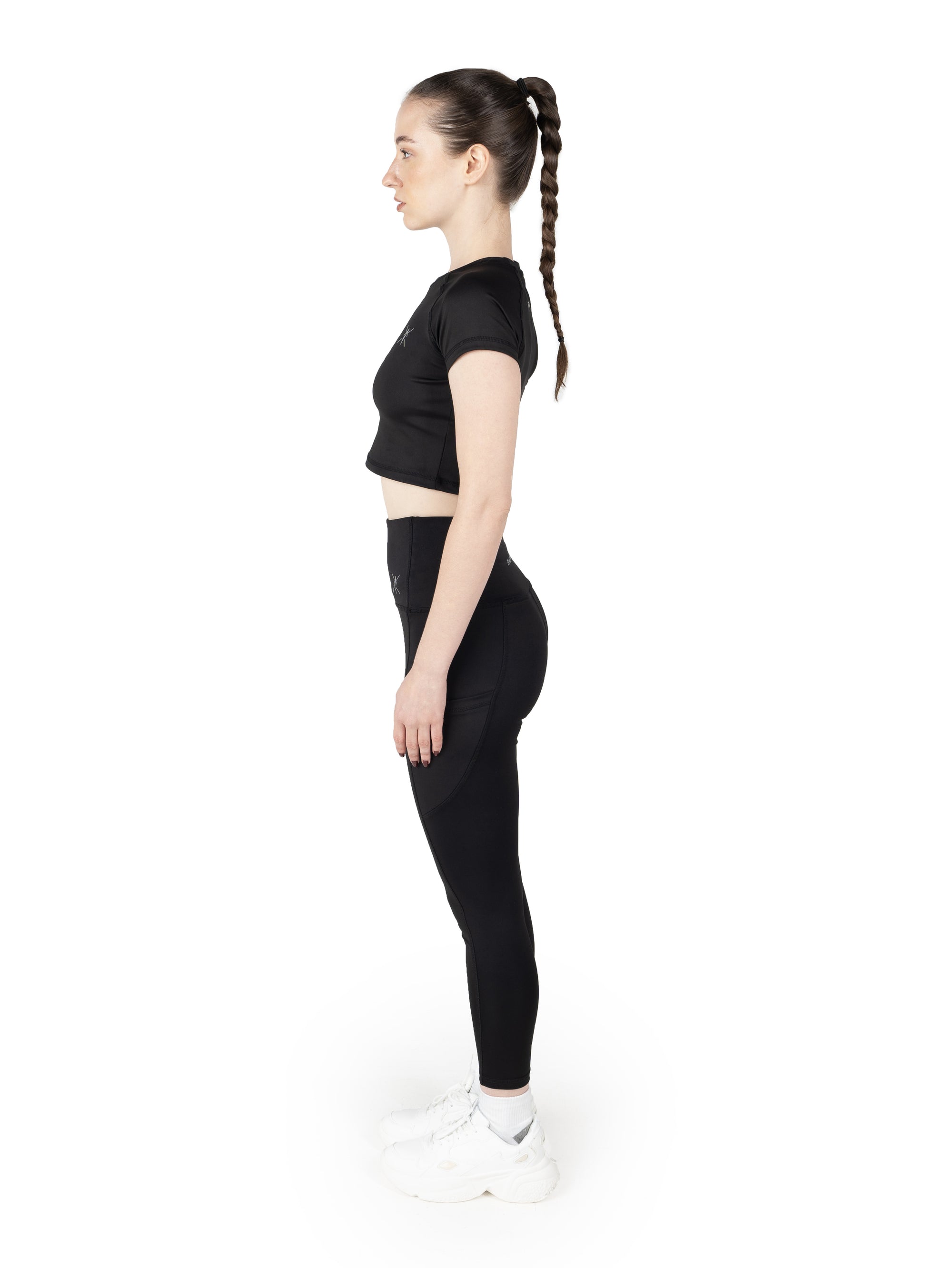 Deep Black Active Crop top &amp; Tights Co Ord Set