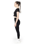 Deep Black Active Crop top & Tights Co Ord Set