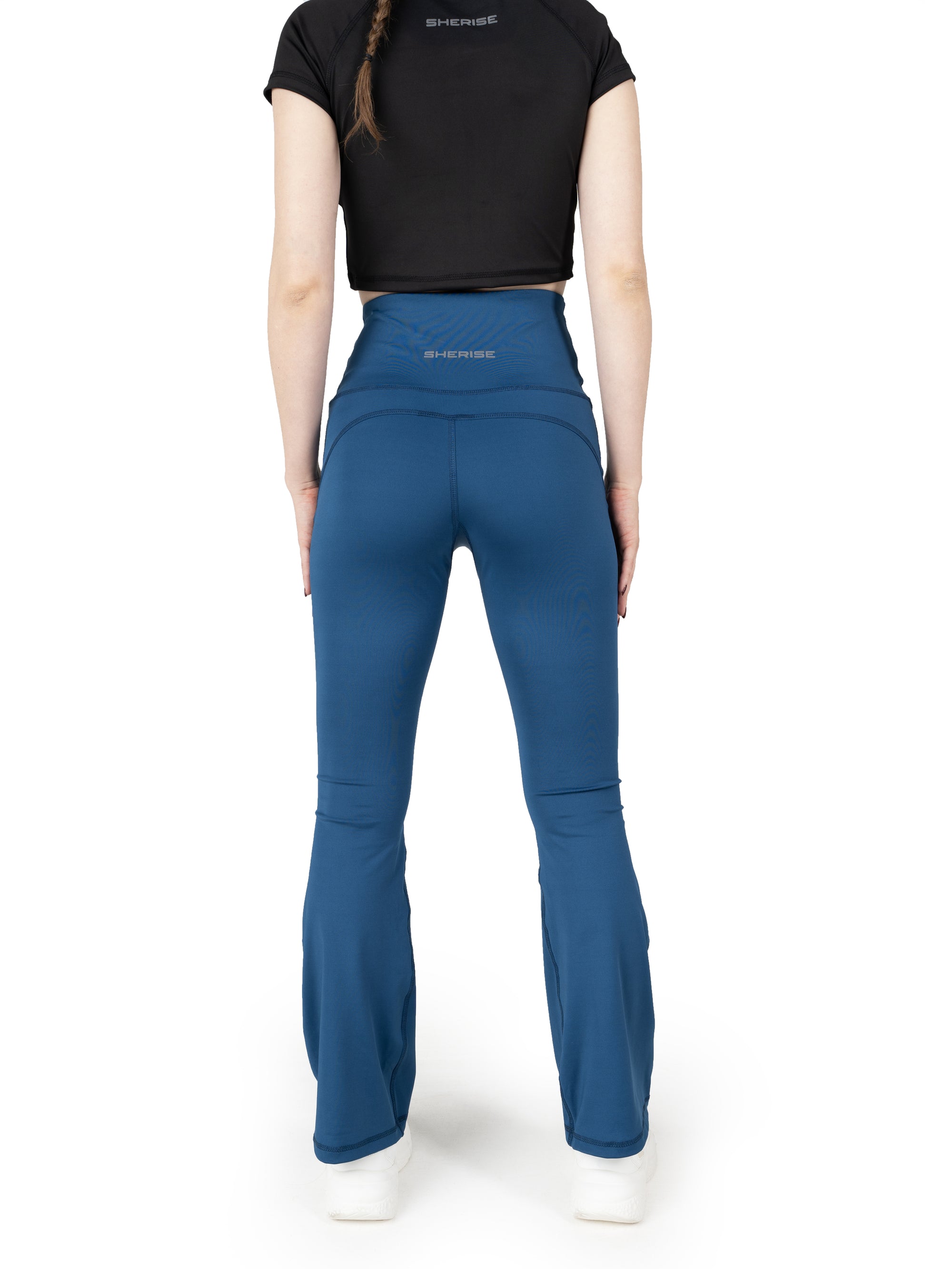 Airforce Blue High Waist Flared Pant