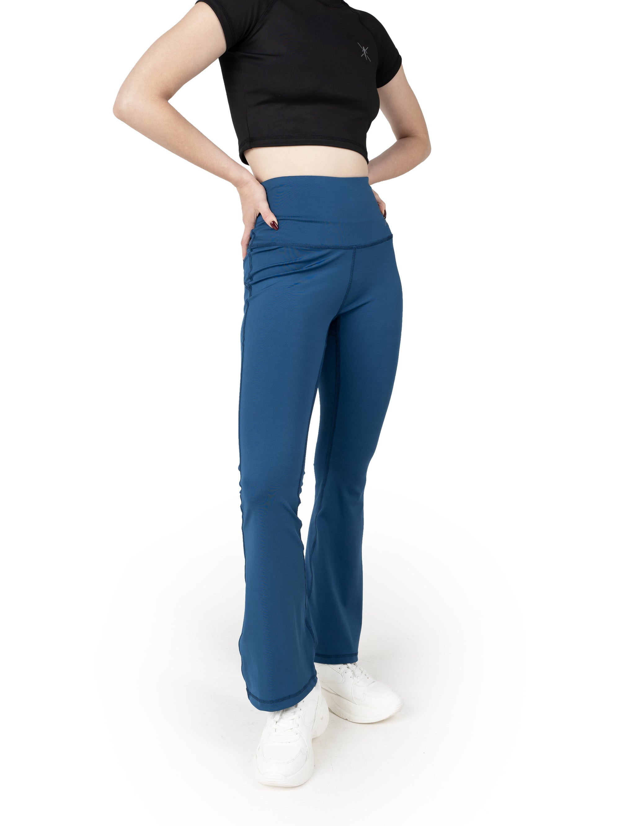 Airforce Blue High Waist Flared Pant