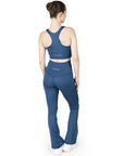 Blue Racerback Sports Bra & High Waist Flared Pant Co Ord Set