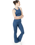 Blue Racerback Sports Bra & High Waist Flared Pant Co Ord Set