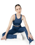 Blue Racerback Sports Bra & High Waist Flared Pant Co Ord Set