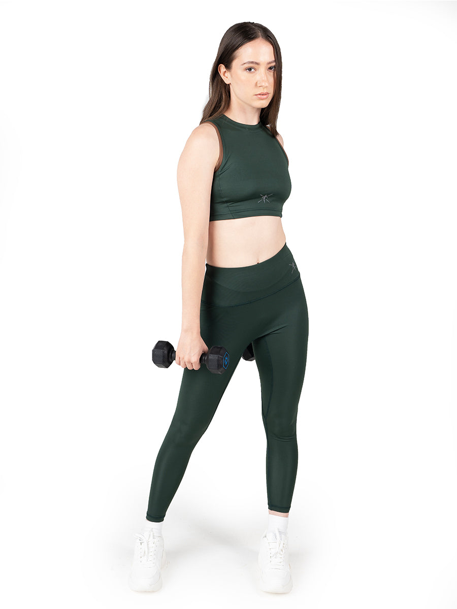 Dark Saga Green Full Coverage Active Bra