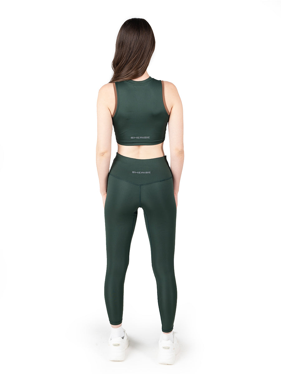 Dark Saga Green High Waist Leggings