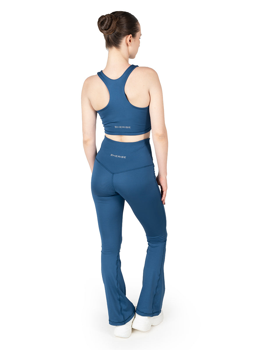 Blue High Waist Flared Pant