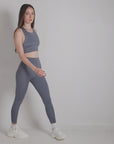 Light Grey Cross Back Sports Bra & High Waist Leggings Co Ord Set